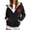 V901 Black, variant on Womens Fleece Coat With Pocket Zipper Long Sleeve Hearts Print Hooded Winter Coat For Women Warm Comfort Outwear Size M