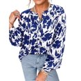 thumbnail image 1 of Camisa PRETTYGARDEN XL Blanca con Estampado Floral Azul y Botones, 1 of 8