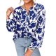 thumbnail image 1 of Camisa PRETTYGARDEN XL Blanca con Estampado Floral Azul y Botones, 1 of 8