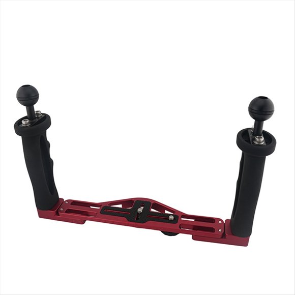 Estabilizador de Bandeja para Cámara Subacuática con Doble Asa, Soporte de Carcasa Estabilizadora de Bandeja Subacuática para Fotografía, Color Negro y Rojo
