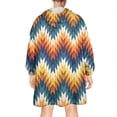 thumbnail image 2 of Wearable Oversized Blanket,Orange Geometric Pattern Wearable Blanket Hoodie for Adults,Cozy Hooded Blankets with Super Pockets,Super Warm Fuzzy Pullover for Women & Men, 2 of 6