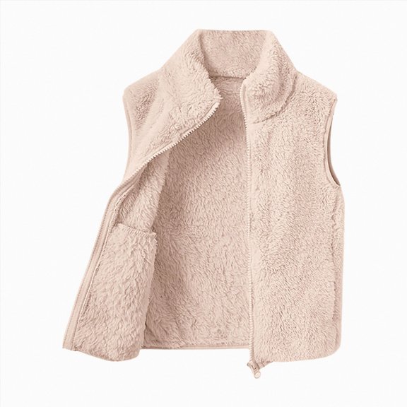 Gubotare Toddler Boys Girls Fleece Vest Kids Polar Fleece Zipper Jacket Sleevless Fall Winter Warm Outerwear With Pockets 2-6Y Pink,Size 12-18 Months