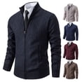 thumbnail image 3 of Thickened jacket men‘s autumn and winter warm trend line stand collar knitted cardigan sweater coat, 3 of 7