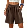 thumbnail image 2 of hlysgo Bermuda Shorts for Women Elastic Waist Lightweight Breathable Wide Leg Short Outdoor Summer Loungwear 3 Inch Inseam with Pockets Coffee,3xL, 2 of 6