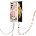 thumbnail image 2 of Case for Samsung Galaxy S21 Ultra, Adjustable Detachable Crossbody Strap Neck Strap Silicone Bumper Marble Painted TPU Ultra Thin Shockproof Protective Phone Case Cover for Galaxy S21 Ultra, Rosegold, 2 of 7
