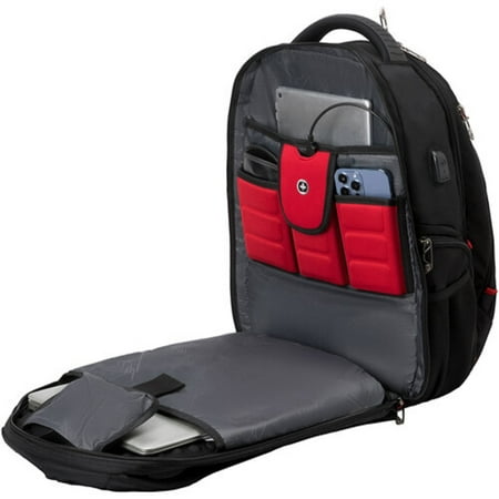 Swissdigital Design - Circuit TSA-firendly Backpack with USB Charging port/RFID protection and fits up to 15.6" laptop - Black