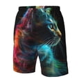 thumbnail image 4 of Fotbe Neon Spectrum Cat Portrait Trajes de Baño Estampados para Hombre, Shorts de Verano de Secado Rápido, Ropa de Playa, Bañadores-XX-Large, 4 of 6