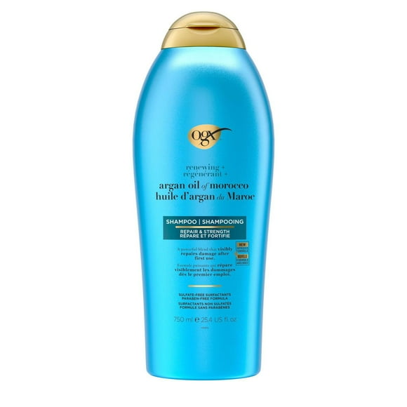 OGX Renewing + Argan Oil of Morocco Shampoo, Damage Repair Shampoo & Argan Oil to Help Strengthen & Repair Dry, Damaged Hair, Paraben-Free, Sulfate-Free Surfactants