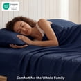 thumbnail image 5 of U by Bedsure King Sheets Set, 4 Pieces Deep Pockets Cooling Soft Polyester Microfiber Bed Sheets Set, Navy Blue, 5 of 12