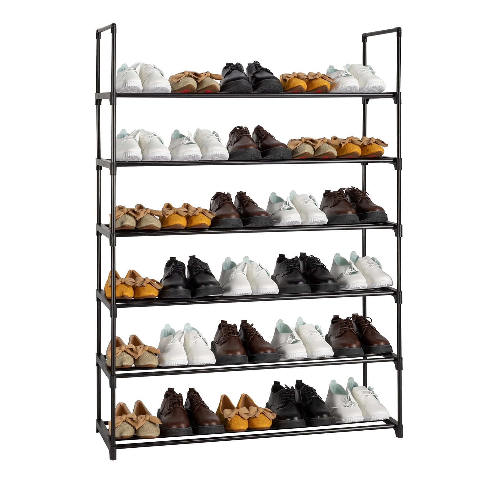 Enhomee Shoe Rack for Closet, 6-tier Metal and Wooden Shoe Shelf for  Entryway – Reibii