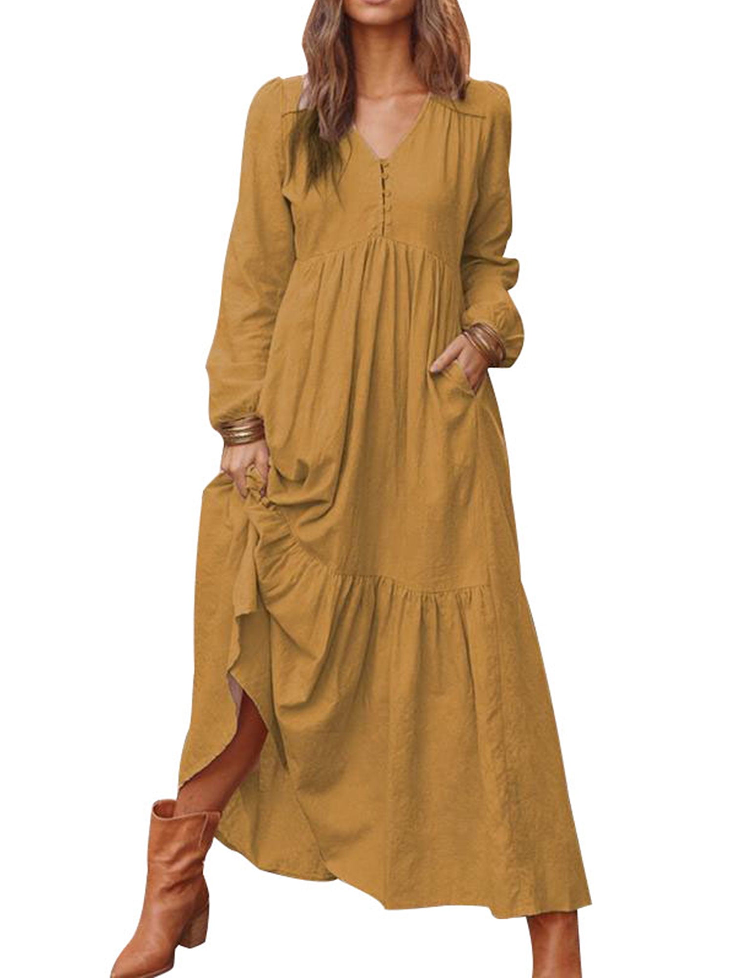 big ruffle sleeve dress