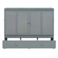 thumbnail image 4 of Queen Size Solid and Stable Murphy Bed with USB Port and a Large Drawer (Gray), 4 of 16