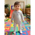thumbnail image 5 of RUINIXCW Baby Boy Fall Romper Stripe Print Buttons Turn Down Collar Long Sleeve Infant Bodysuits Jumpsuits, 5 of 9