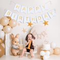thumbnail image 3 of Banderín de cumpleaños Hirbisnis blanco con letras doradas, 13 unidades, 3 of 8