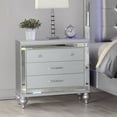 thumbnail image 2 of Simple Relax 2 Drawers Wooden Nightstand with Built-In Wireless Charging in Silver, 2 of 5