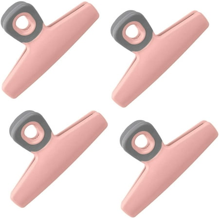 

Food Clips - Chip Bag Clips Set of 4 5 Inches Wide Heavy Duty Chip Clips Large Bag Clips for Food Storage with Air Tight Seal Grip for Bread Bags Snack Bags and Food Bags - (Pink)