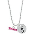 thumbnail image 1 of Delight Jewelry Hot Pink ''Peace'' with Heart Silvertone Script Initial Disc - J - Charm Necklace, 20"+3", 1 of 4