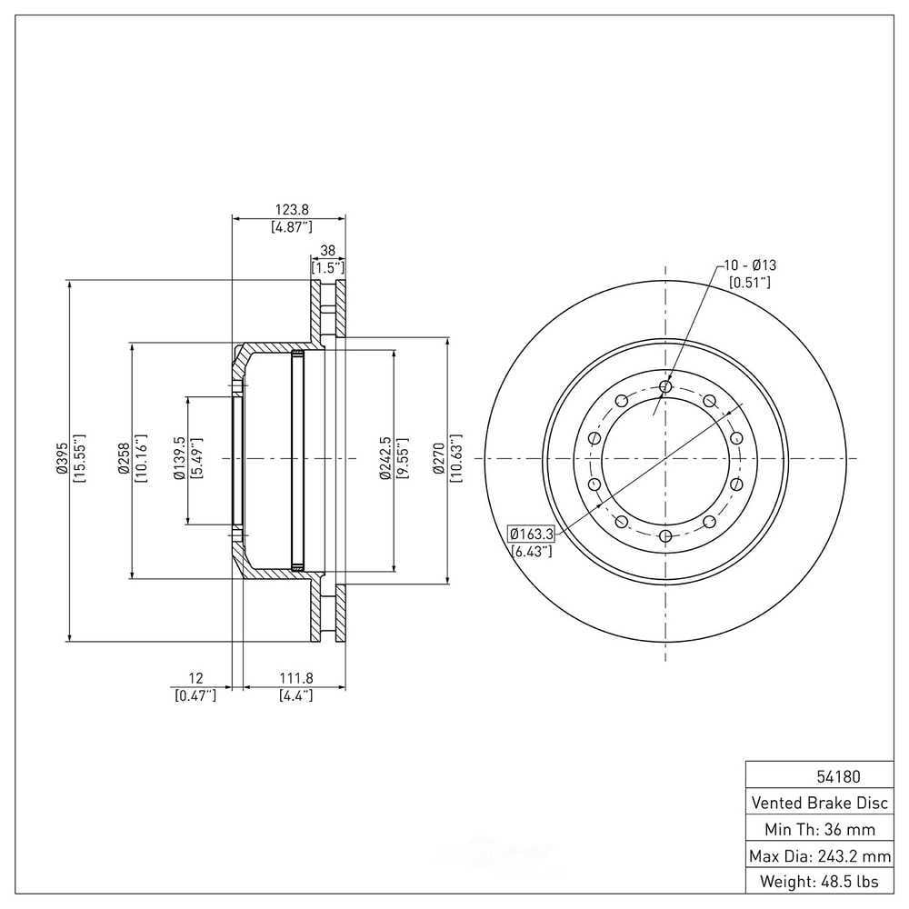 Dynamic Friction Company 600-54180 Disc Brake Rotor