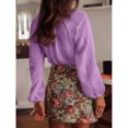 thumbnail image 4 of Women's V-Neck Lace Crochet Blouse, Hollow Long Sleeve Button-Front Top, 4 of 5