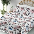 thumbnail image 3 of Ambesonne Floral Design Fitted & Flat Sheet with Shams 4 Pcs Set, Blooming Branches Art, Full, Dimgray Rose and Blue, 3 of 5