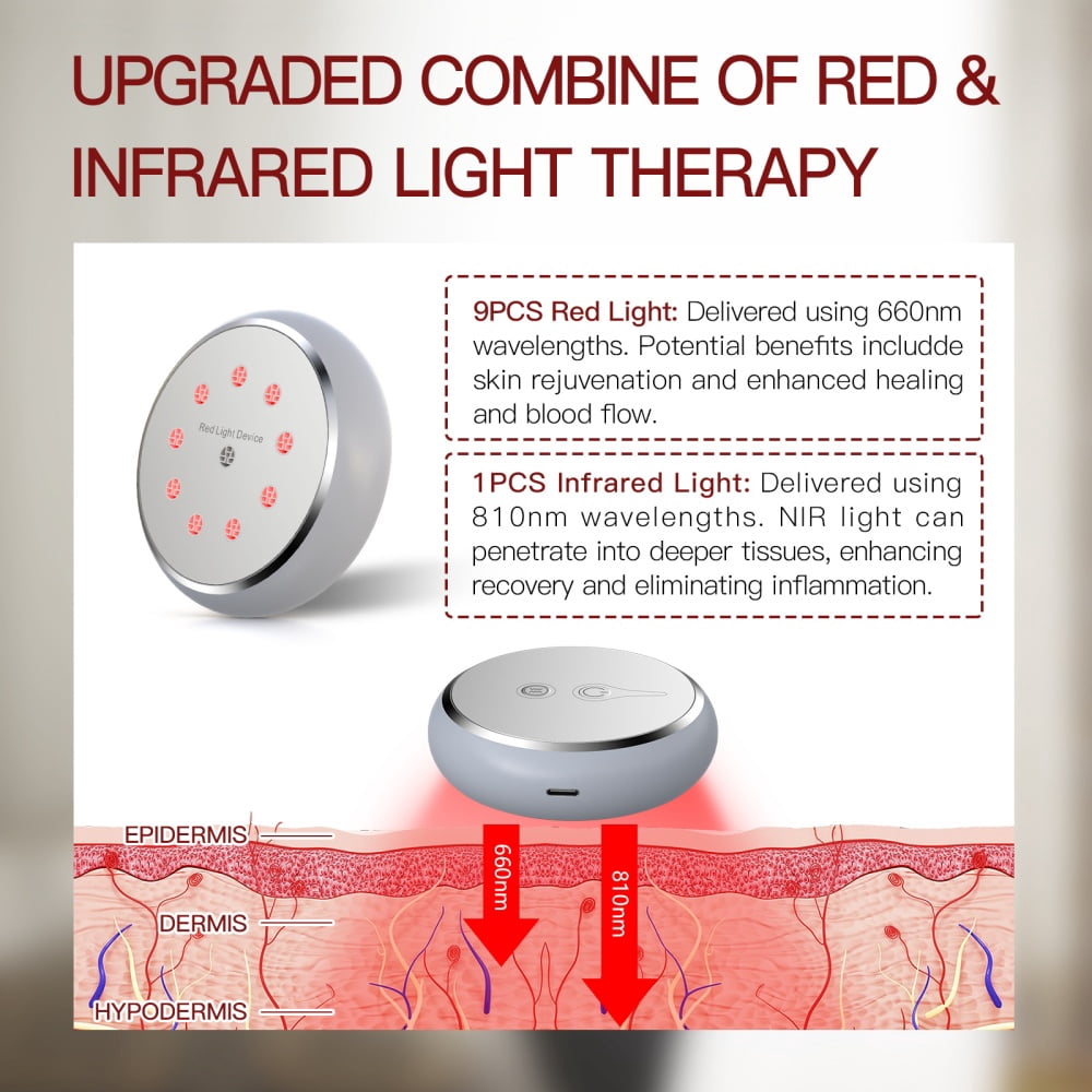 LaseLocks Red Light Massager(9x660nm + 1x810nm) - Portable, Rechargeable, Adjustable Strap for Travel & Office Use