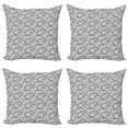 thumbnail image 1 of Ambesonne Geometric Throw Pillow Cover 4 Pack, Doodle Circle Stripes, 16", Grey and Pale Grey, 1 of 2