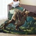 thumbnail image 6 of Pofeuu Green Forest Dinosaur Print Ultra-Soft Micro Fleece Blanket,for Bed Or Sofa,All Season Throw Blankets Flannel Blanket-40"x30", 6 of 7