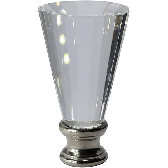 Urbanest Crystal Trumpet Lamp Finial – 2-11/32 Inch Tall, Brushed Steel Base– Decorative Lamp Shade Finial for Table & Floor Lamps- 1 Piece