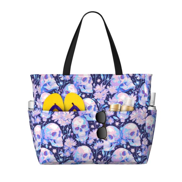 Fotbe Skull star crystal Bolsa de Viaje para Playa - Resistente al Agua, Bolsa Tote de Gran Capacidad y Ligera con 7 Bolsillos para Mujeres y Hombres