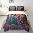 thumbnail image 2 of Colorful Jellyfish Comforter Set Full 7 Piece Sea Animal Ocean Life Bed in a Bag Trippy Room Decor,Coastal Nautical Theme Bedding Set with 2 Sheets,2 Pillowcases,2 Throw Pillow Covers, 2 of 5