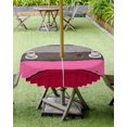thumbnail image 4 of Hokiten Outdoor Tablecloths with Umbrella Hole & Zipper, Pink Grey Round Tablecloths 60 Inch, Vintage Stripe Farmhouse Wood Grain Ombre Waterproof Table Cloth, Patio/Pool/Picnic Table Covers, 4 of 7
