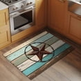 thumbnail image 3 of Texas Star Western 2'x3' Washable Rug, Vintage Teal Brown Wooden Farmhouse Non-Slip Soft Doormat Area Rugs for Entrance Bathroom Bedsides, Carpet for Kitchen Bedroom, Entryway Floor Mat, 3 of 9