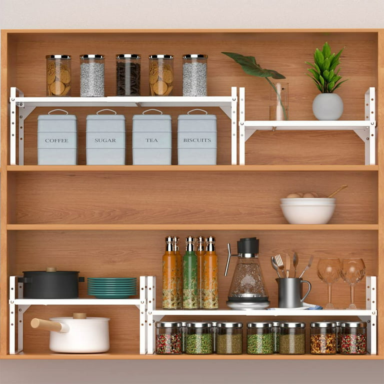 Across-Star Expandable Cabinet Shelf Organizer Rack, Stackable Kitchen  Counter Storage Shelves Stand, Adjustable Height Pantry Shelf Spice Rack