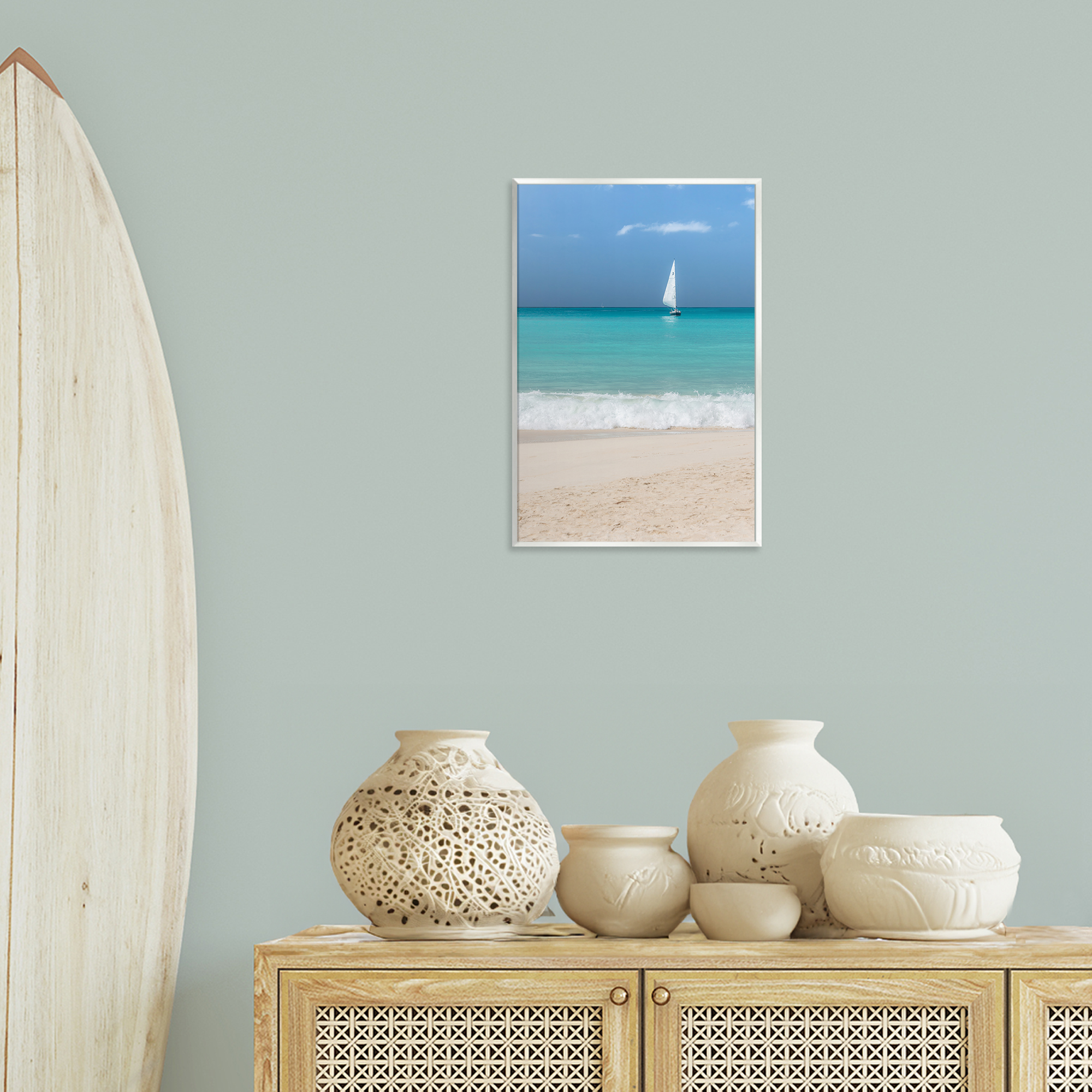 Stupell Industries Lone Sailboat Beach Tide Nautical & Beach Photography Unframed Art Print Wall Art, 13 x 19