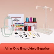Poolin EOC05RE 4 x 9.25 Embroidery Machine with 60 Rolls 800M Embroidery Thread Spools and Accessories