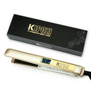 KIPOZI Professional Salon Tools Instant Heat Dual Voltage Travel Size 1" Titanium Ceramic Flat Iron Hair Straightener, Gold