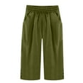 thumbnail image 5 of RPVATI Linen Pants Women Lightweight Spring Summer Capris for Women 2025 Ladies Pinstripe Trousers Green S, 5 of 6