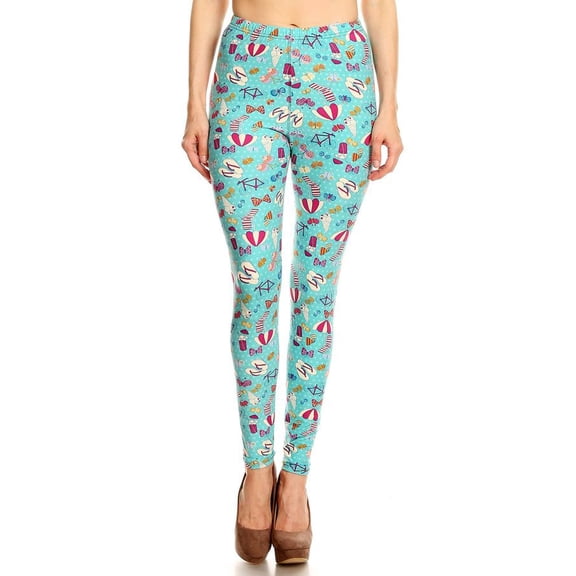 Buttery Soft Summer Beach Party Plus Size Leggings - LIMITED EDITION (One Size Plus,Blue)