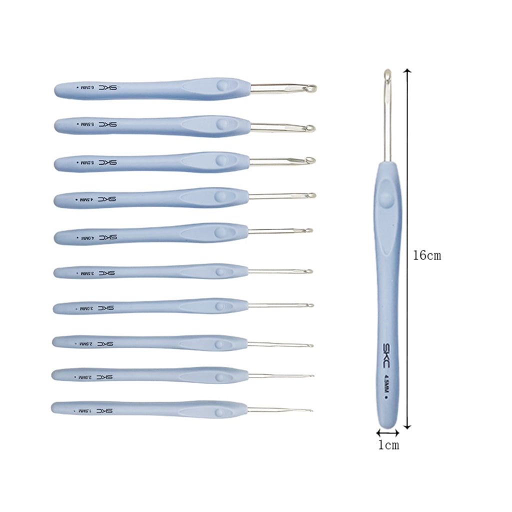 Geemin 10Pieces Crochet Hooks Set for Beginners Aluminum Crochet Needles 1.5MM-6MM Size Rubber Handle Knitting Hooks for Mom