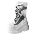 thumbnail image 1 of Shadoumai Womens Goth Platform Ankle Boots with Bat Wing Buckles Chunky Block Heels Round Toe Zipper Punk Motorcycle Combat Boots Comfy Short Gothic Booties, 1 of 6
