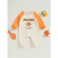 thumbnail image 2 of Liacowi Baby Boys Girls Footies Rompers Infant Thanksgiving Jumpsuit Raglan Long Sleeve Letter Print One Piece Bodysuits 0-18 Months Newborn Fall Clothes, 2 of 7