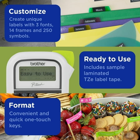 Brother P-touch, PTH110, Easy Portable Label Maker, Lightweight, QWERTY Keyboard, One-Touch Keys, White