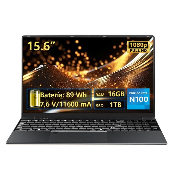 KUU 15,6 Pulgadas 1080p Fhd Laptop 16GB 1024GB con Intel de 4 Núcleos, Portátil con Batería de Larga Duración