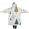 thumbnail image 2 of Oversized Wearable Blanket Hoodie,White Christmas Tree Pattern Sherpa Blanket Hoodie with Super Pockets,Super Warm Fuzzy Pullover for Women & Men, 2 of 6