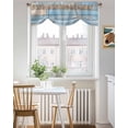 thumbnail image 3 of Vintage Blue Tie Up Valances Curtain, Adjustable Kitchen Brown Wood Grain Farmhouse Country Valances for Windows Decor, Rod Pocket Short Curtains Set for Bedroom/Bathroom, 60"x18", 3 of 8