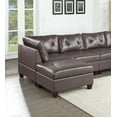 thumbnail image 2 of Genuine Leather Dark Coffee Tufted 6pc Sectional Set 2x Corner Wedge 2x Armless Chair 2x Ottomans Living Room Furniture Sofa Couch, 2 of 9