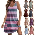 thumbnail image 5 of Lovskoo Summer Dresses for Women 2024 Sleeveless Mini Dress Sundresses Striped Printed Casual with Pockets Boho Beach Dress T-Shirts Dress V Neck Loose Tank Dresses Beige XL, 5 of 5