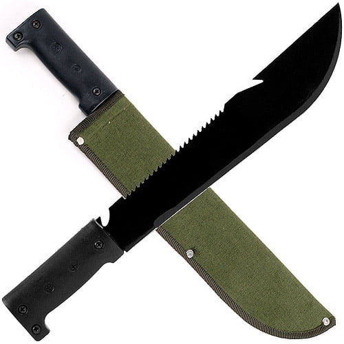 Whetstone 16.5" Serrated Hiking Machete With Pouch, Black