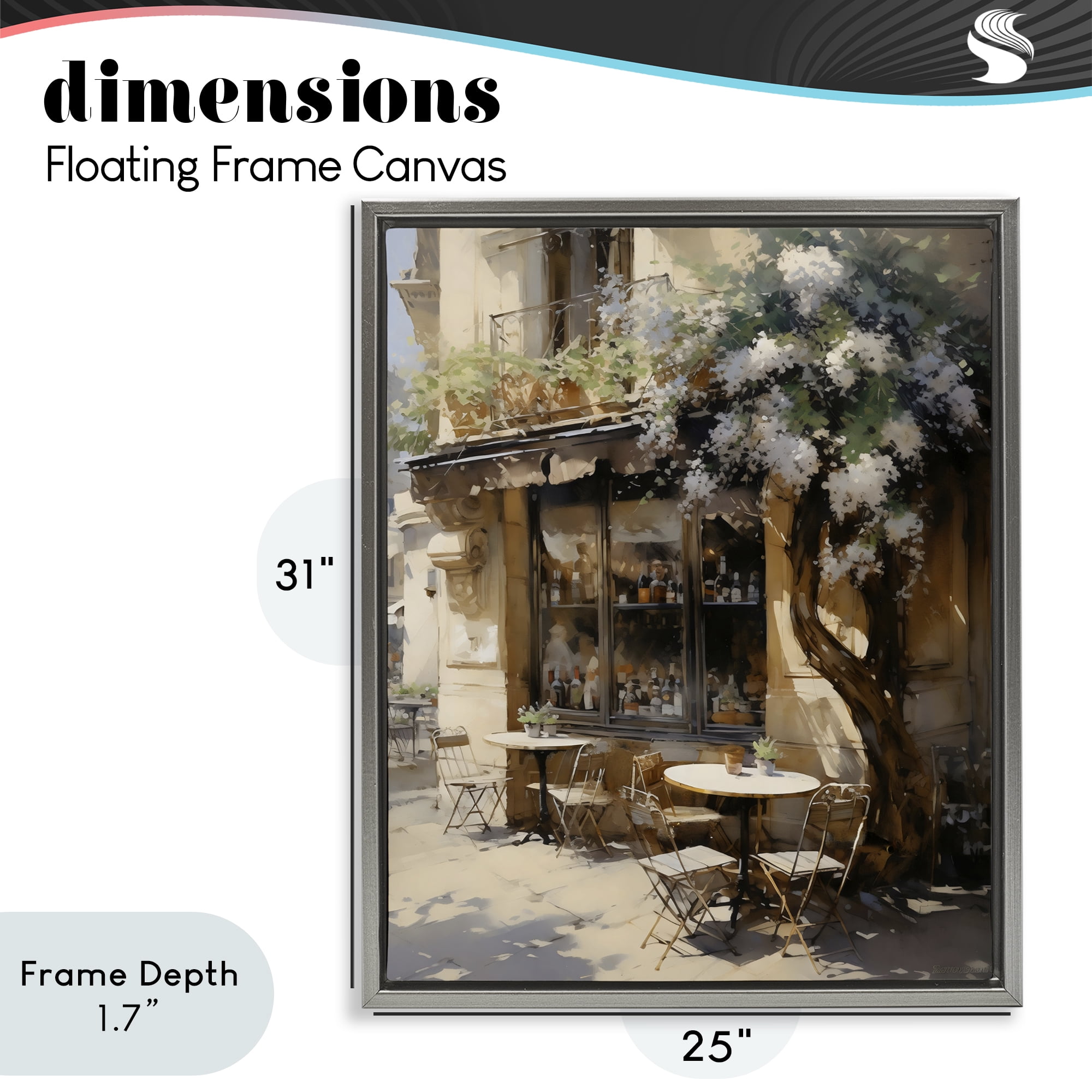 Stupell Industries Sunlit French Cafe Terrace Gray Framed Floater Canvas Wall Art, design by Creative Studio