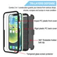 thumbnail image 4 of Apple iPhone 12 Pro Max Case, 6.7" Phone 12 Pro Max Clip Belt Holster, Takfox Shockproof Swivel Defender Heavy Duty Armor Protective Cases & 2 PCS Screen Protector with Kickstand Rugged Cover, Black, 4 of 7